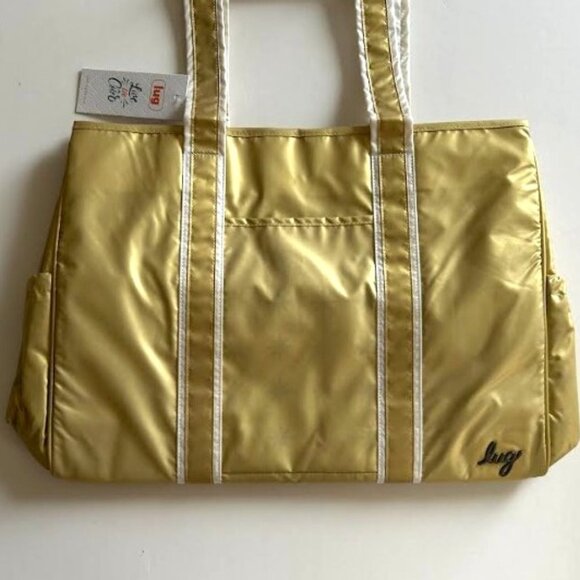 Lug Rover X-Large Carry-All Tote Metallic Gold with North Star Cream Interior - Picture 8 of 15